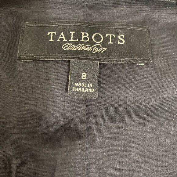 Talbots SZ 8 Equestrian Black Linen Cotton Blend Blazer Unique Double Pockets - Picture 7 of 10